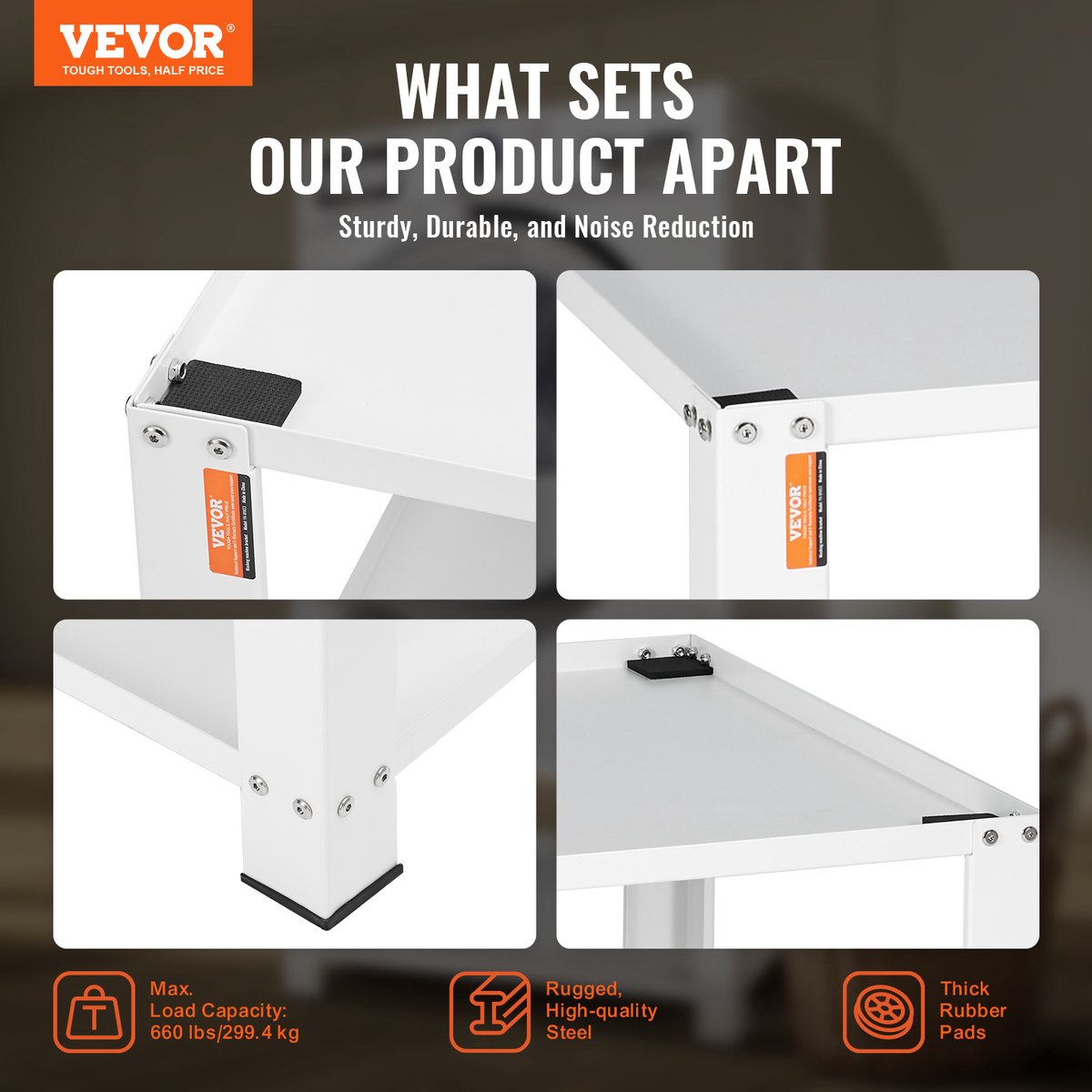VEVOR Kledingdroger met Opbergvak, 28" x 28" x 16" Wasmachine Droger Standplatform, Universele Pasvorm, 500 lb Capaciteit, Multifunctionele Stalen Basis voor Wasmachine thumbnail 4