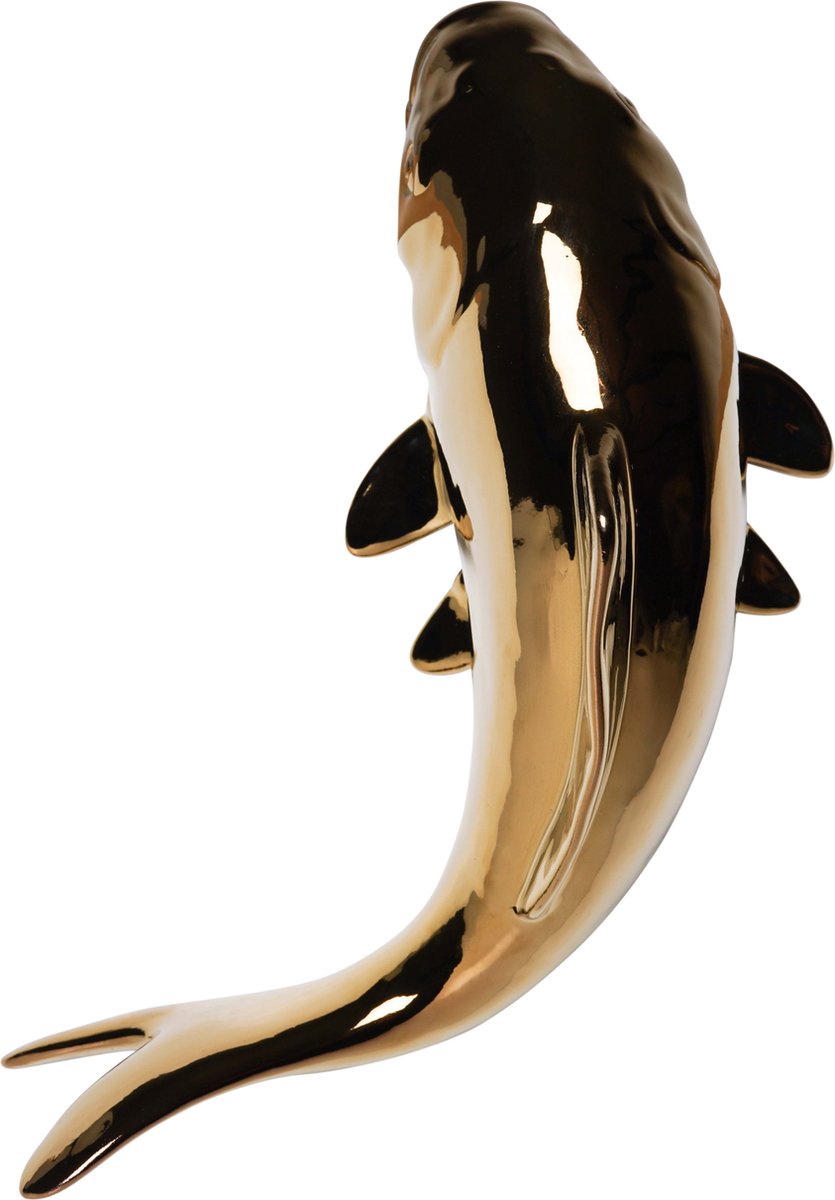 Wanddecoratie vis - Keramiek - Goud - Groot - 24 cm