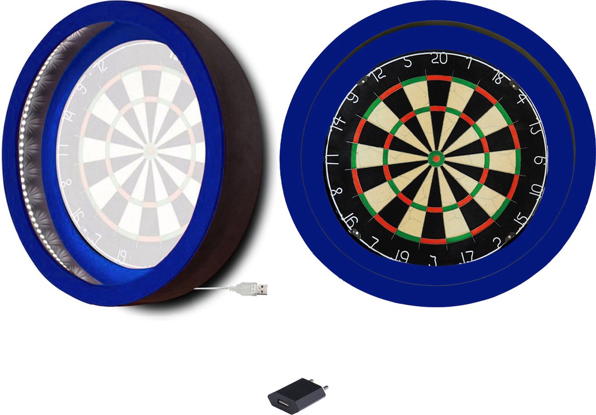 Dragon Darts Lunar Eclipse - Dartbord Verlichting - Inclusief Plain Dartbord - LED Surround - Blauw