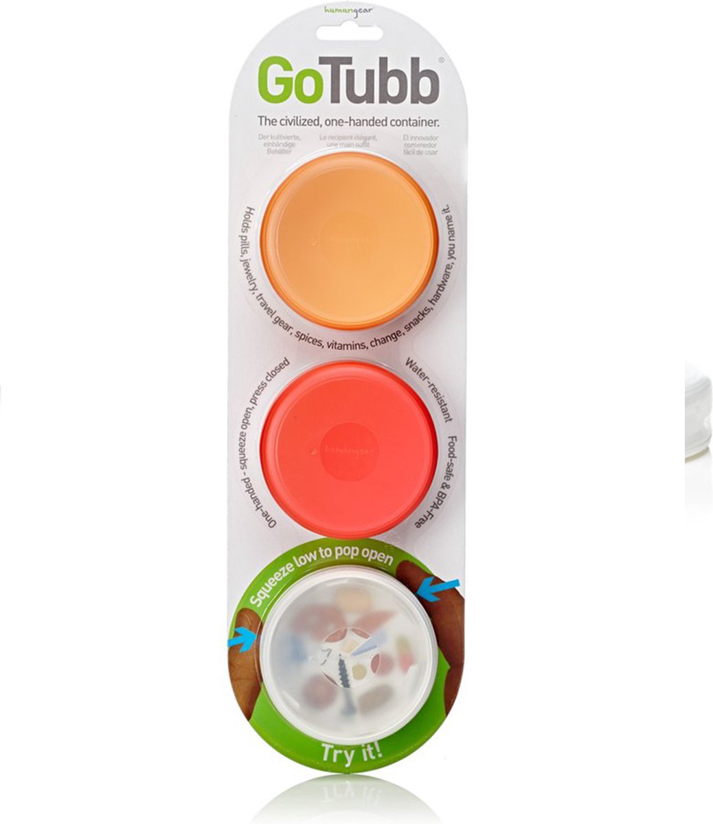 Human Gear GoTubb 3-Pack Medium Opbergdoosjes Clear/Red/Orange
