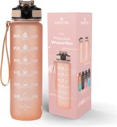 Supplife Nederlandse Motivatie Waterfles - 1 Liter - Nederlandse Tekst - Drinkfles - Waterfles met Tijdmarkeringen - Waterfles met rietje - Fitness & Crossfit - Inclusief Schoonnmaakborsteltje - Gold