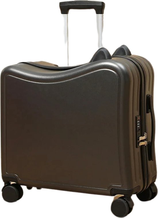 Deluxness® - Ride on Trolley - Kinderzitkoffer – Compacte Cabine 2-in-1 Koffer met Zitfunctie – 18 Inch – Ruime Openingscapaciteit – Handige Bagage met Meerdere Compartimenten - TSA-slot - Zwart