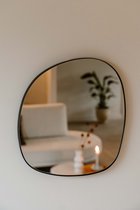 Indore Home - Spiegel - organische vorm - asymmetrisch - wandspiegel - 40cm - zwart