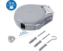 *** De ultieme Uittrekbaar Muur Waslijn met Oprolbare Waslijndraad Box en Automatische Uittrekbare Wand Drooglijn - Buiten - 12 Meter -van Heble® ***