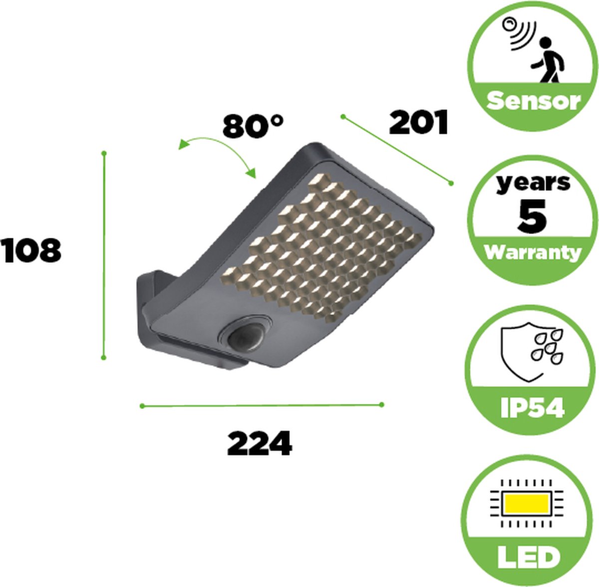 Lutec Atlantis - LED security wandlamp voor buiten - Anti-verblinding