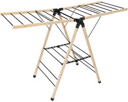 Five Wasrek/droogrek - zwart - bamboe - 95 x 137 cm - staand/inklapbaar