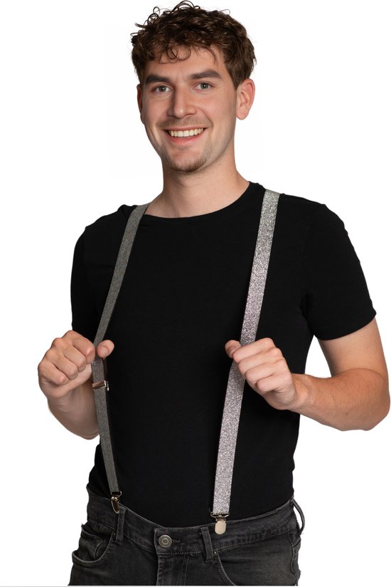 Partychimp Bretelles Argent Brillant pour Vêtements de