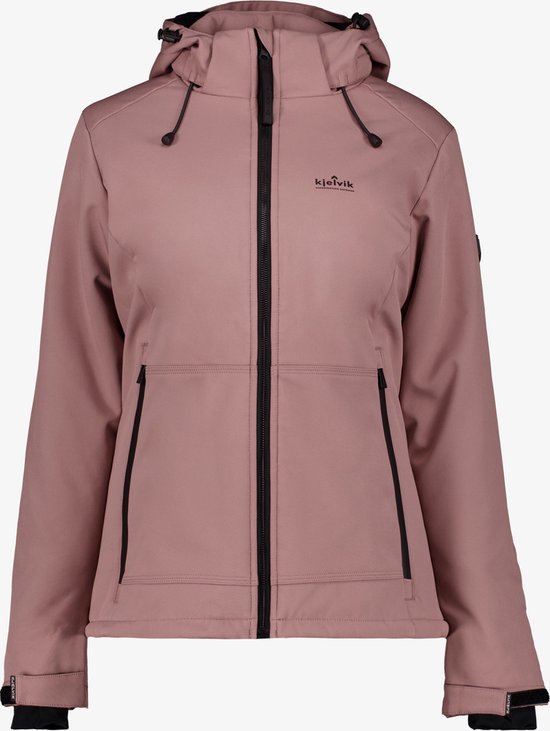 33,000ft Softshelljas voor dames met afneembare capuchon, waterdicht, ademend, met fleece gevoerd, winddicht, overgangsjas, functionele jas voor fietsen, wandelen, zwart, L