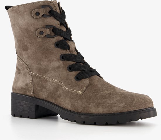 Hush Puppies suede dames veterboots taupe - Bruin - Echt leer - Uitneembare zool - Maat 40