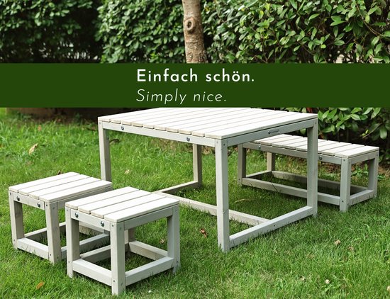 WONDERMAKE® Design kinderzitgroep buiten tuin hout met hoes, kinderzitgroep binnen picknickgroep vanaf 3 jaar, beige grijs van WONDERMAKE — afbeelding 2