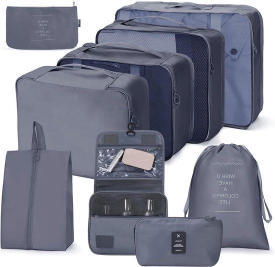 Foldable waterproof packing cubes 9 pack travel organizers packing