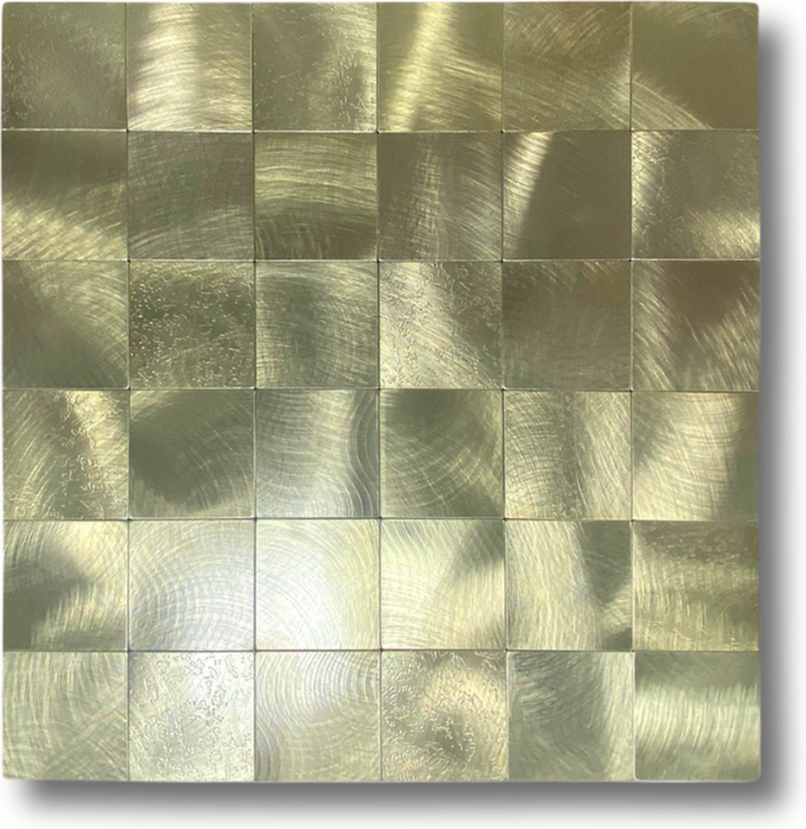 123plaktegels - wandpanelen mozaïek tegels zelfklevende tegels tegelstickers keuken badkamer - PVC - aluminium - zelfklevend - 30.5 x 30.5 cm - mozaïek plaktegel geborsteld goud vierkant