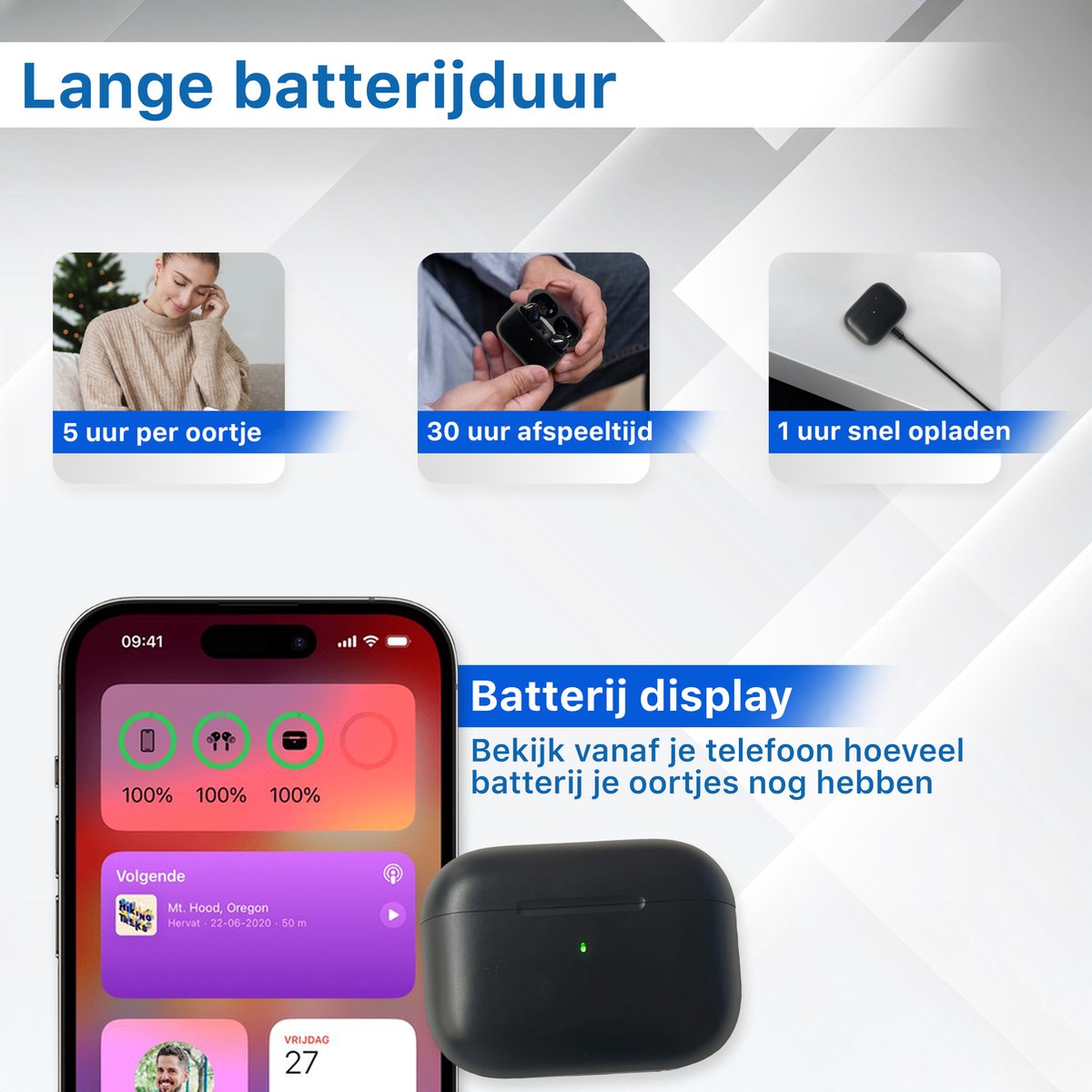 In-Ear Draadloze Oordopjes met Noise Cancelling en Bluetooth 5.3 - Oortjes Draadloos - Geschikt voor iPhone - Oortjes - Origineel Phreeze Wireless EarBuds – foto 6