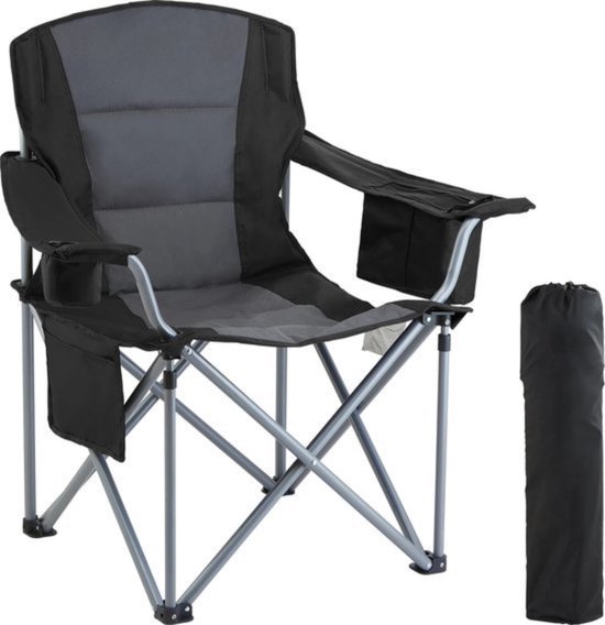 COSTWAY 2-zits campingstoel met parasol, koeltas, bekerhouder en zijzak