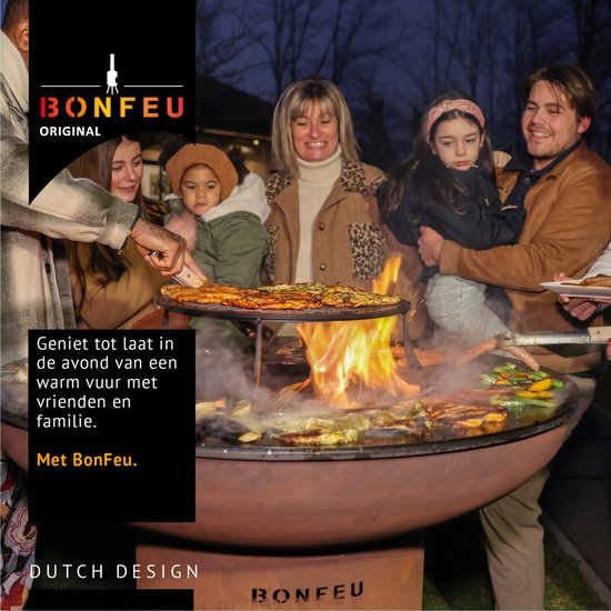 BonFeu BonBiza BBQ XL Corten – Grote BBQ met Plancha en Vuurschaal voor Buiten Koken - Gemaakt van Cortenstaal - 98x98x100 cm van BonFeu — afbeelding 3