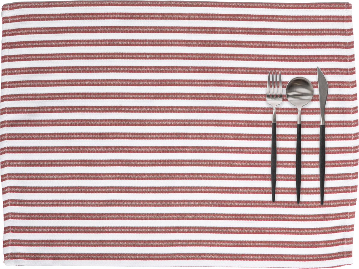 Tiseco - Placemat YINTE - SET/6 - gestreept - 33x45 cm - rechthoek - rood