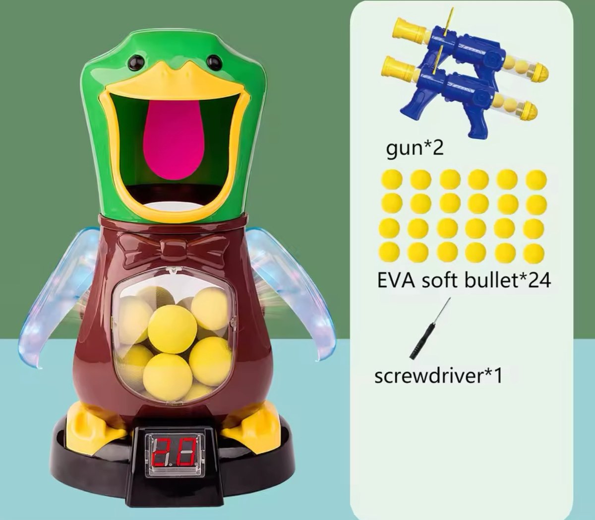 Leuk spel lucht-aangedreven hongerig schieten eend speelgoed zachte