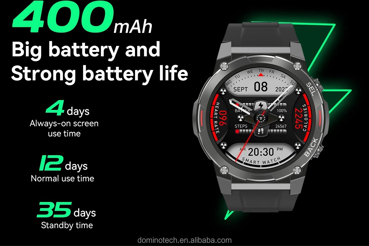 Afbeelding 2 van Sport Smartwatch 1.43 inch Amoled Grijs-Rood met