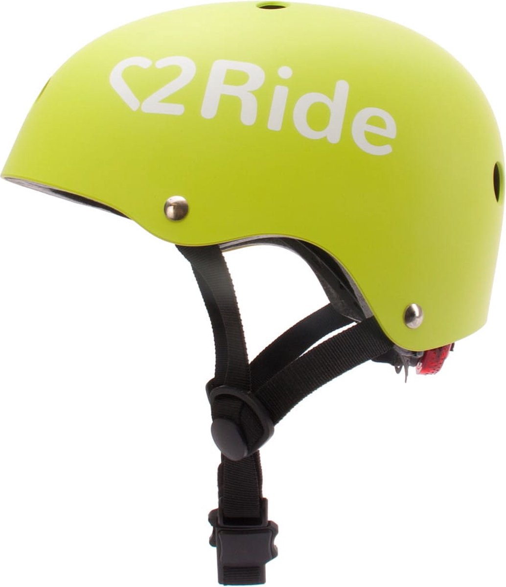 sun baby Fietshelm 2 jaar, kinderhelm maat S (50-54 cm) Limoengroen, met LED licht, Kinder skatehelm voor skateboard, fiets, step en rolschaatsen