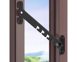 Actie4you® - Raamvastzetter & deurvastzetter – Raamuitzetter - windhaak voor kunststof kozijn en houten kozijnen - Kierstandhouder deur raam - Klapraam Uitzetter – 16cm – Zwart