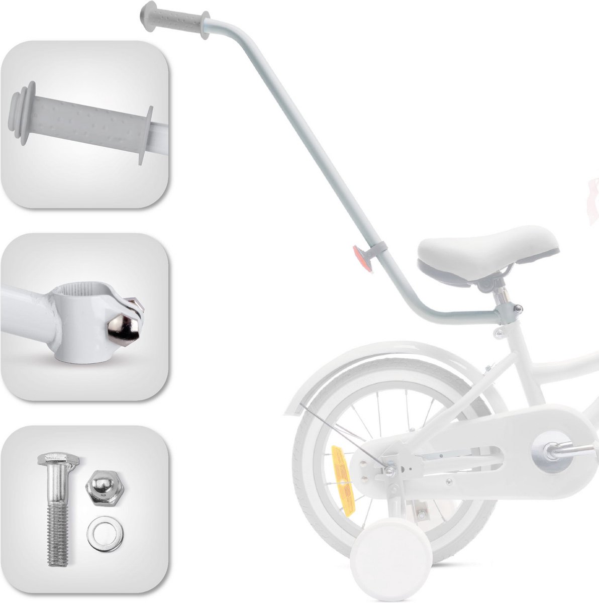 Sun Baby Duwstang voor kinderfiets - Zwart, met reflector