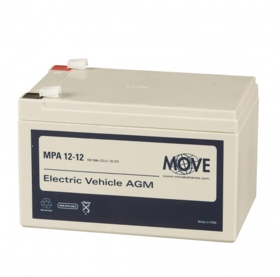 Move AGM accu 12V 12Ah onderhoudsvrij scootmobiel accu rolstoel accu diepcyclus batterij