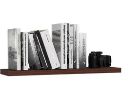 Wandplank PS-4 80cm in Wengé Mat - Zelfmontage Muur Plank van Gelamineerd Plaatmateriaal met ABS Randen, Donkerhout Finish, H: 3,2 cm, B: 80 cm, D: 20 cm, Modern Design voor Woon- en Kantoorruimte