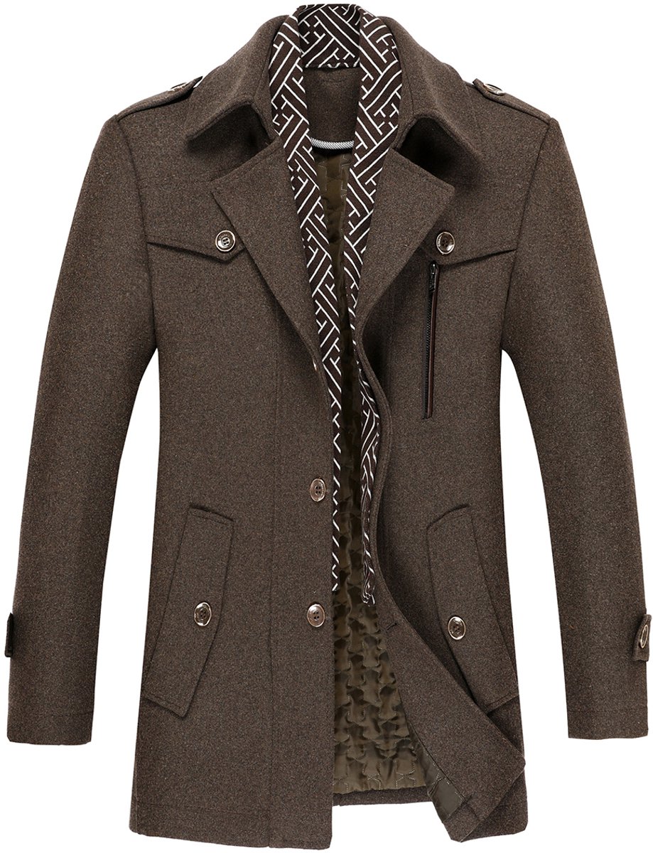 ALLTHEMEN Heren Parka Wollen Jassen - Korte Warme Winterjas- S