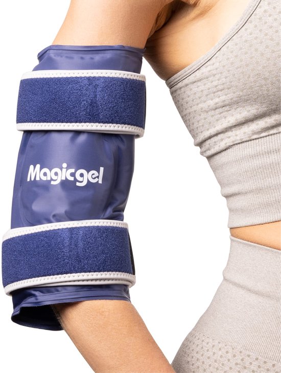 Compresse de glace pour le coude avec bandage professionnel – Compression et thérapie par le froid – Réduit l'enflure et l'inflammation – Pour tendinite, bursite, arthrite (par Magic Gel)