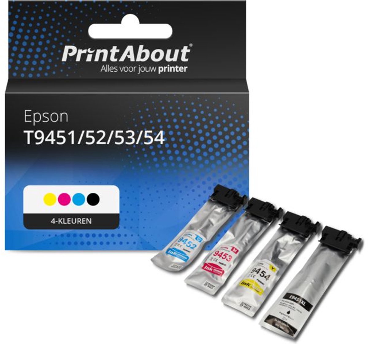 PrintAbout huismerk Inktcartridge T9451/52/53/54 4-kleuren Multipack Hoge capaciteit geschikt voor Epson