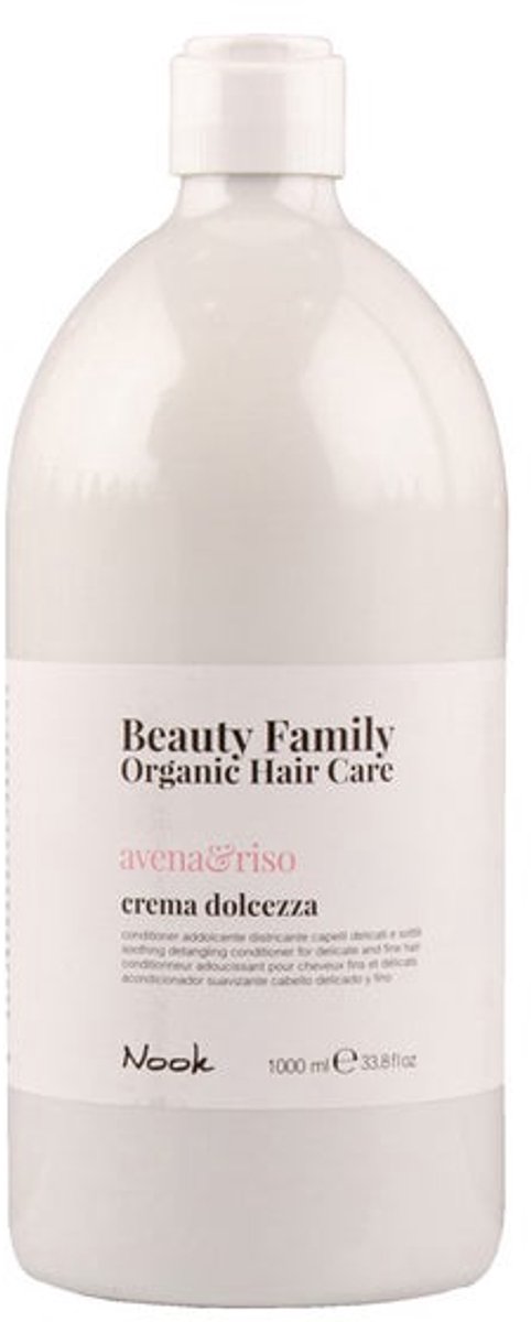 Nook Beauty Family Organic Hair Care Avena&Riso Crema Dolcezza 1L - Soothing detangling conditioner for delicate and fine hair