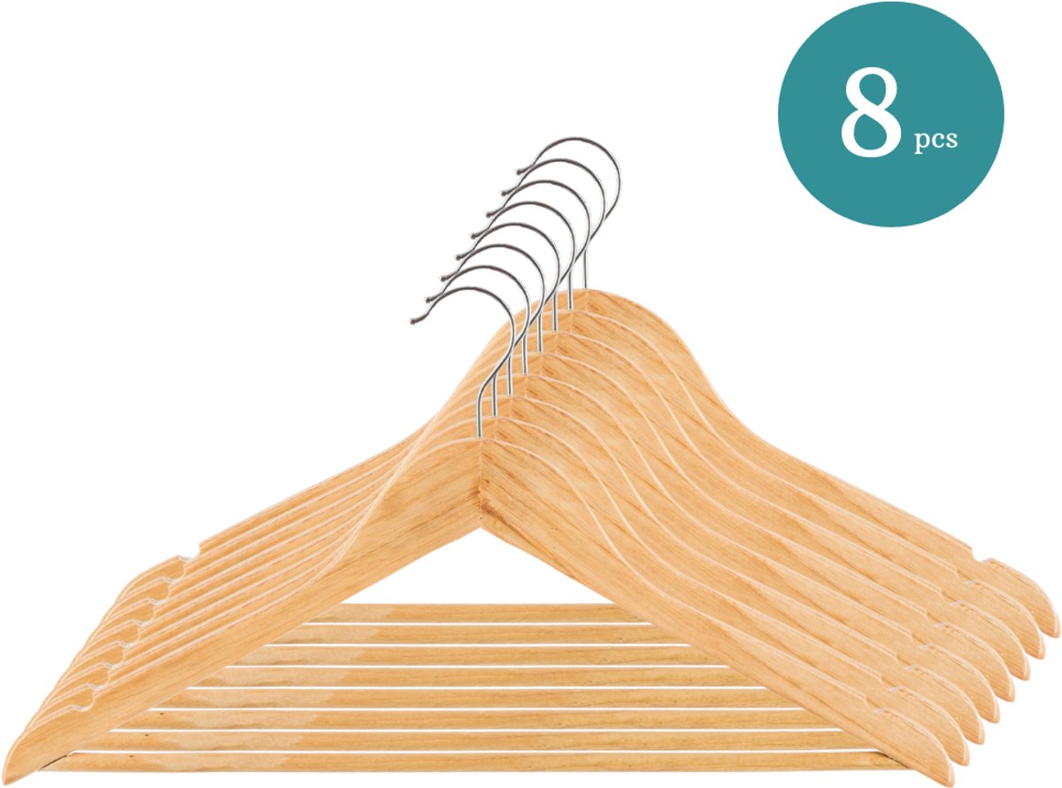 Nordix Kledinghangers - Set 8 stuks - Hout - Kleerhangers