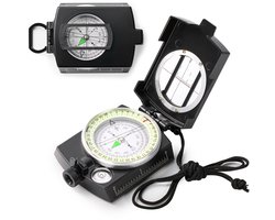 YONO Militair Kompas - RVS - Inklapbaar - Kaartlezer - Liniaal - Metaal - Survival - Zwart