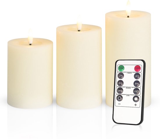 Mica Decorations LED stompkaarsen - 3x st- goud -10/12.5/15 cm | Leen Bakker