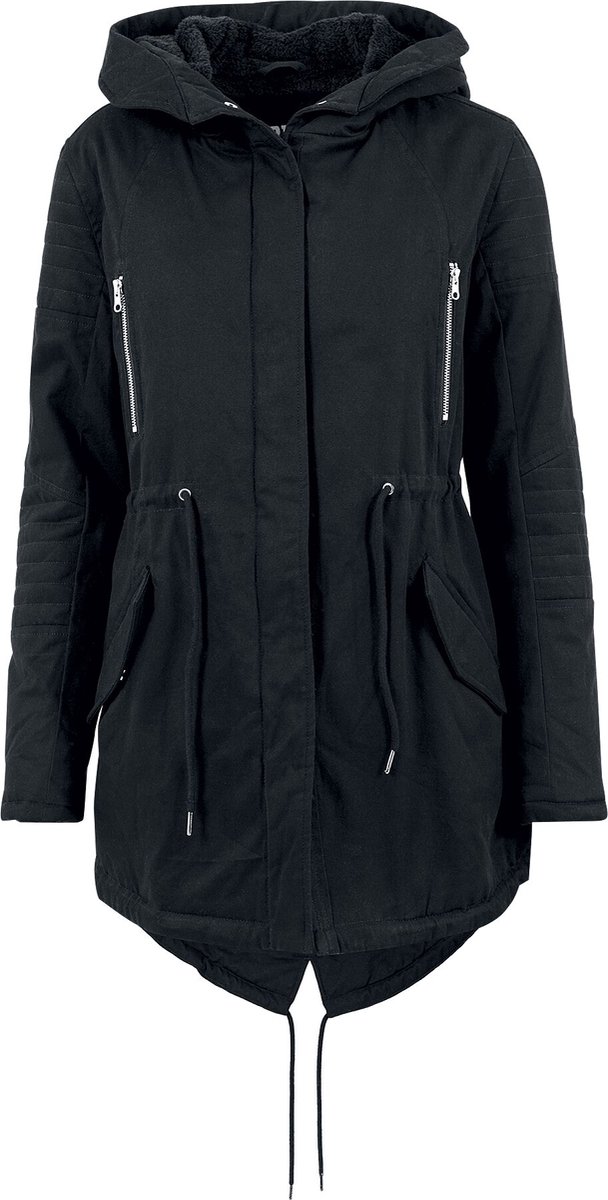 Urban Classics Sherpa Lined Cotton Parka Dames Winterjas – 3XL Zwart