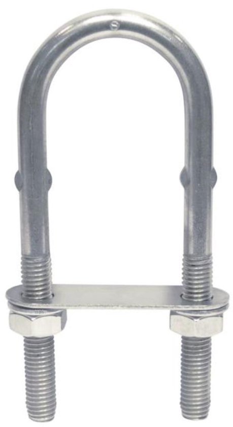 Étrier en U BREG en acier inoxydable avec contre-plaque et écrous - M6 x 90 mm