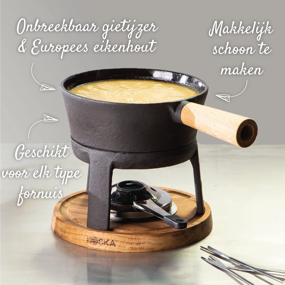 Boska Fondueset Pro - Fonduepan - Kaasfondue - voor Iedere Kookplaat - 1,2 L – foto 2