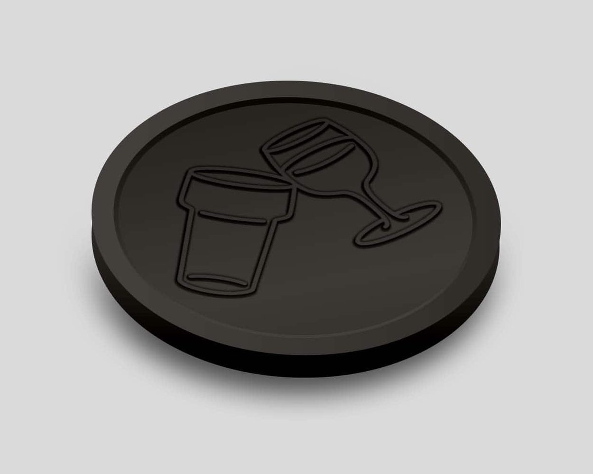 Reliëfmunten Bier en Wijn 29mm / Consumptiemunten / Betaalmunten (per 250 stuks) - ZWART