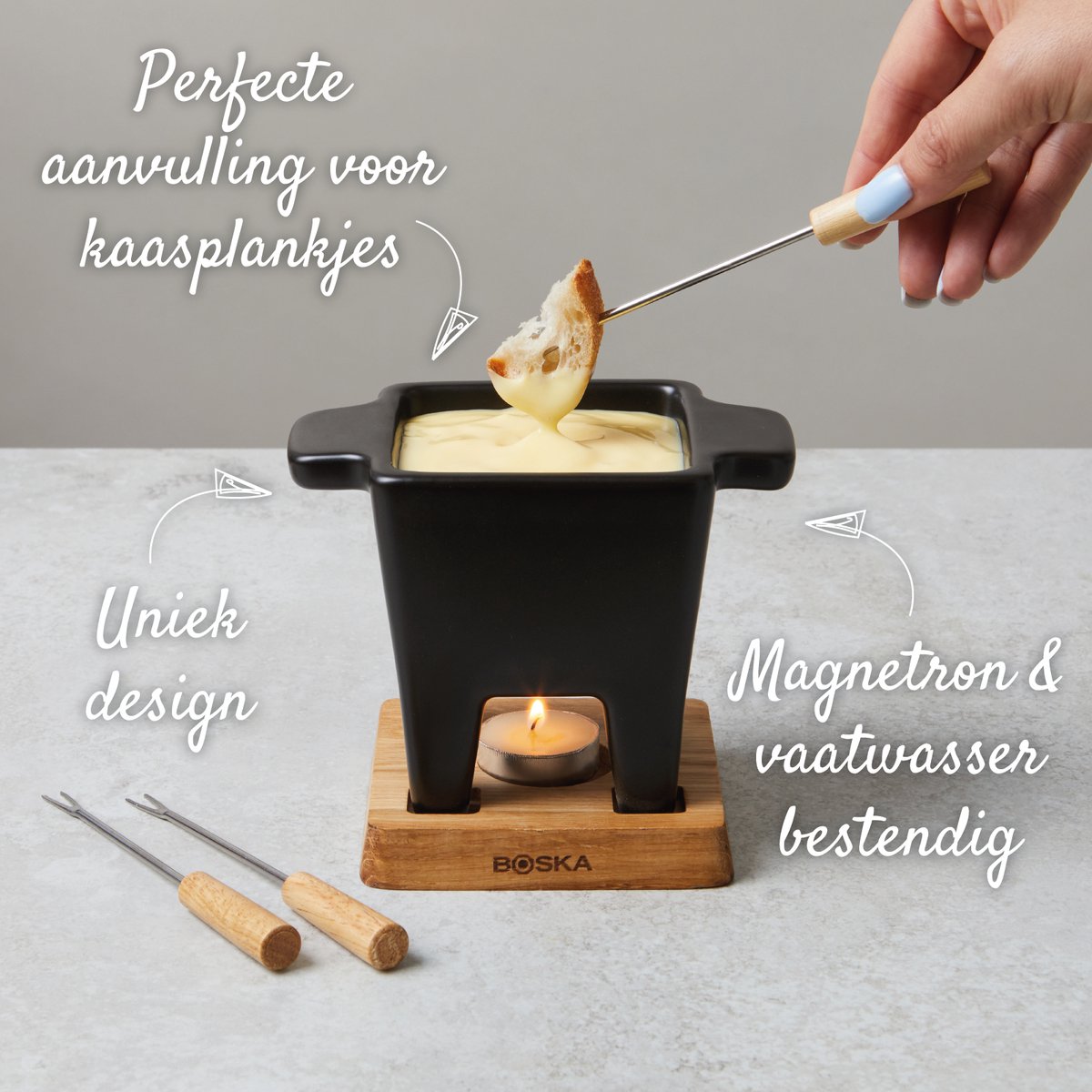 Boska Tapas Fondueset Nero - Fondueset - Kaasfondue - voor 175 gram Kaas - 300 ml – foto 3