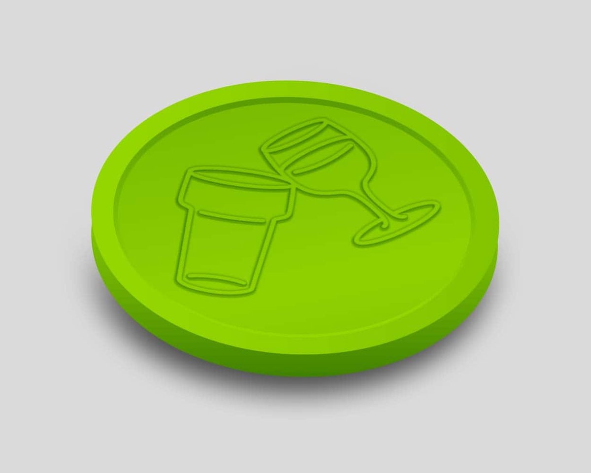 Reliëfmunten Bier en Wijn 29mm / Consumptiemunten / Betaalmunten (per 250 stuks) - LIME GROEN