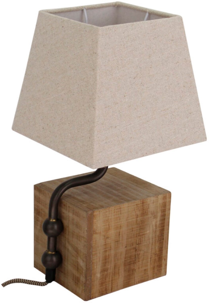 Various Vintage Tafellamp – Ø 12 cm - 1 lichts - Hout met Opbergruimte – E27