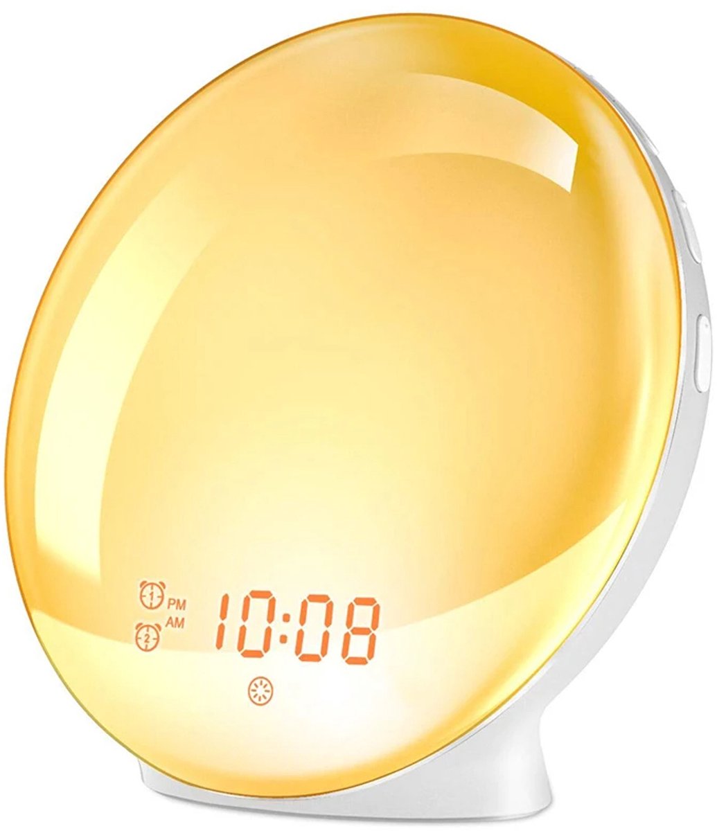 Wake Up Light met 7 Verschillende Kleuren - Digitale Wekker - FM Radio - Nachtlampje