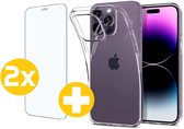Hoesje en Screenprotector Combi Geschikt Voor iPhone 14 Pro Max - Transparant Hoesje + 2x Screenprotector