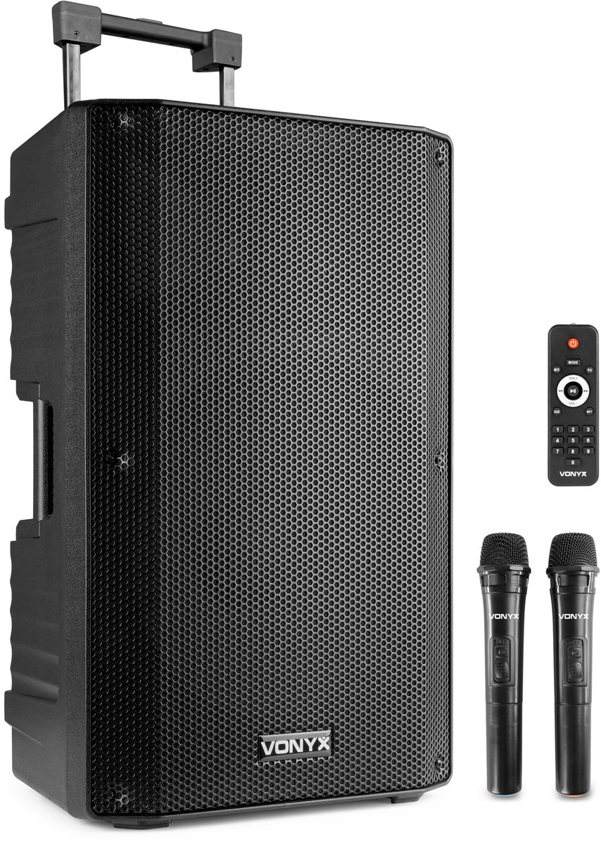 Speaker met Bluetooth - Vonyx VSA700 - 1000 Watt - Partybox met 2 microfoons - MP3 - USB - SD