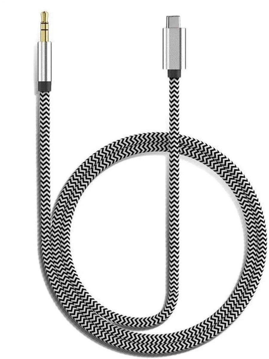 YBR Goods - usb c naar aux kabel auto - usb c naar 3.5 mm jack audio aux kabel - 1 meter - unieke gevlochten sterke beschermlaag