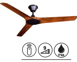 Plafondventilator Abyss Brons / Koa Ø 142cm IP66 incl. Remote