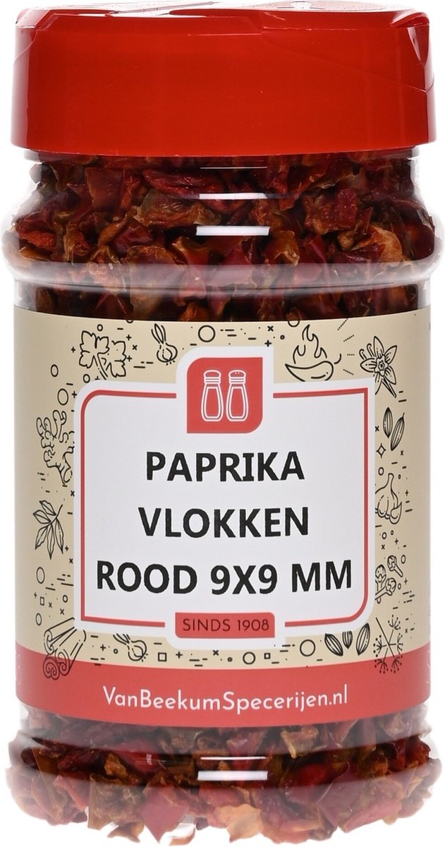 Goedkoopste Van Beekum Specerijen - Paprika Vlokken Rood 9x9 mm - Strooibus 70 gram
