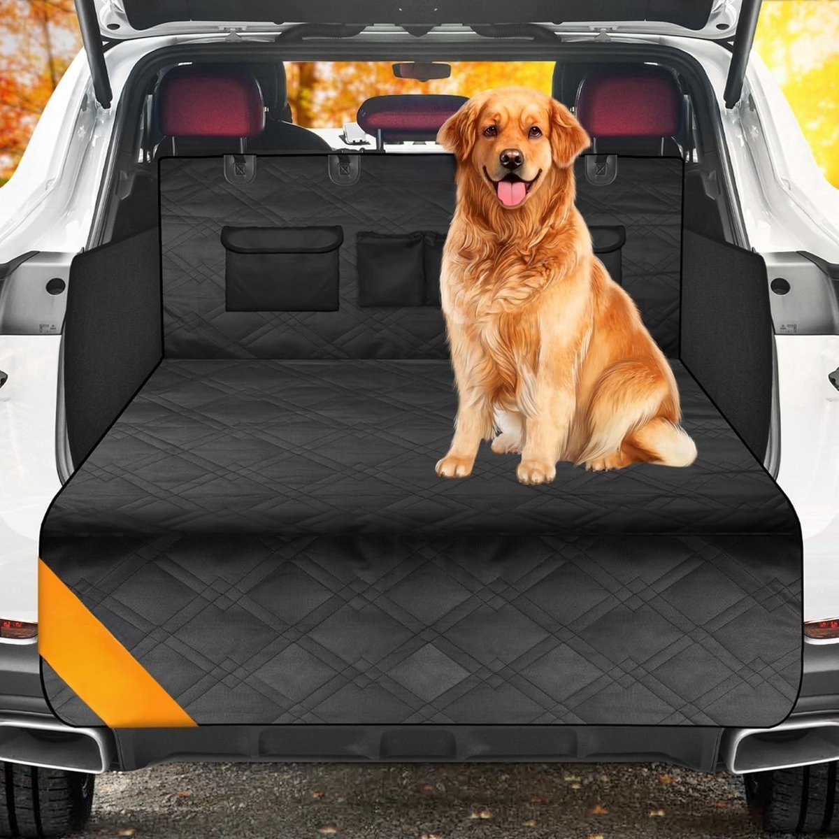 Candala Universele Kofferbakbescherming voor Honden, Kofferbakhoes Kofferbakbeschermingsmat Hondendeken met Laaddrempelbescherming en Zijbescherming, Waterdicht & Antislip, Zwart