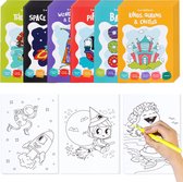 24 Mini Albums à colorier pour Enfants - Sorcières, dragons, pirates, châteaux et plus - Mariages, fêtes d'enfants, anniversaires, documents, friandises, cadeaux