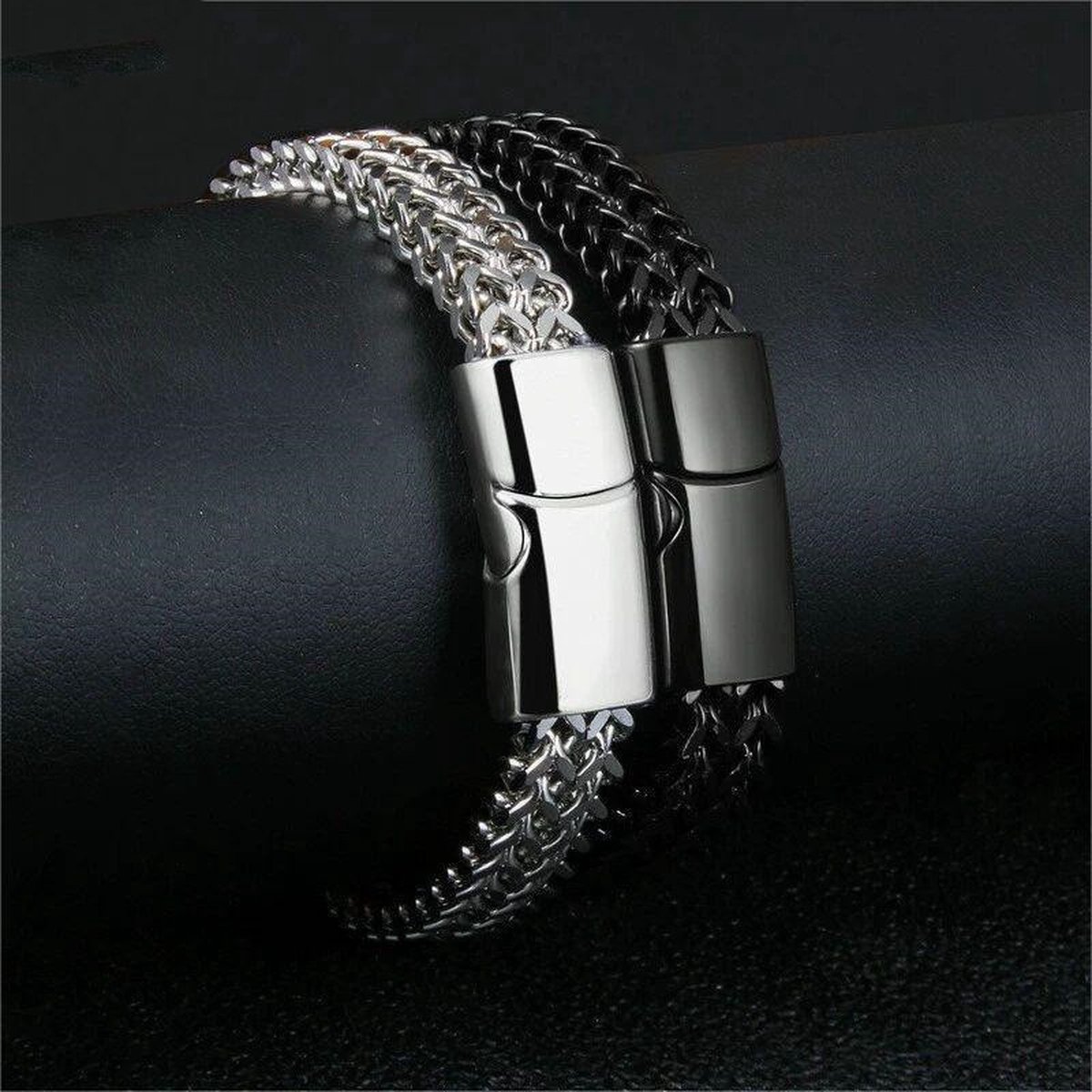 Donley Woven Bracelet - Geweven schakelarmband heren - 20 cm - Zwart - Cubaanse armband - Sieraad cadeau voor mannen